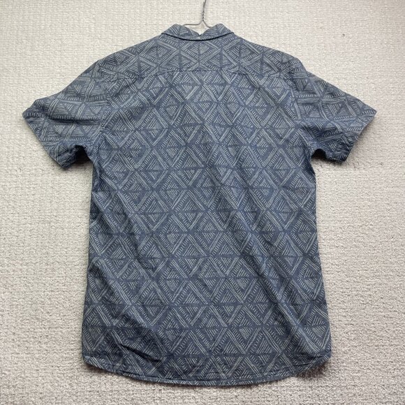 Quicksilver Modern Fit Men's L Light Blue Doodle Button Up Short Sleeve Shirt - Picture 12 of 16